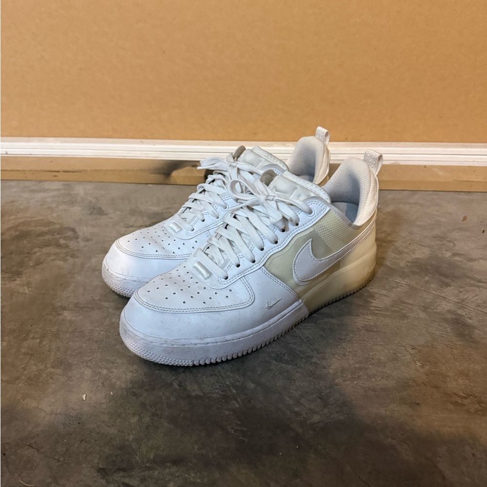 Nike men’s Air Force 1 Cream and White Sneakers